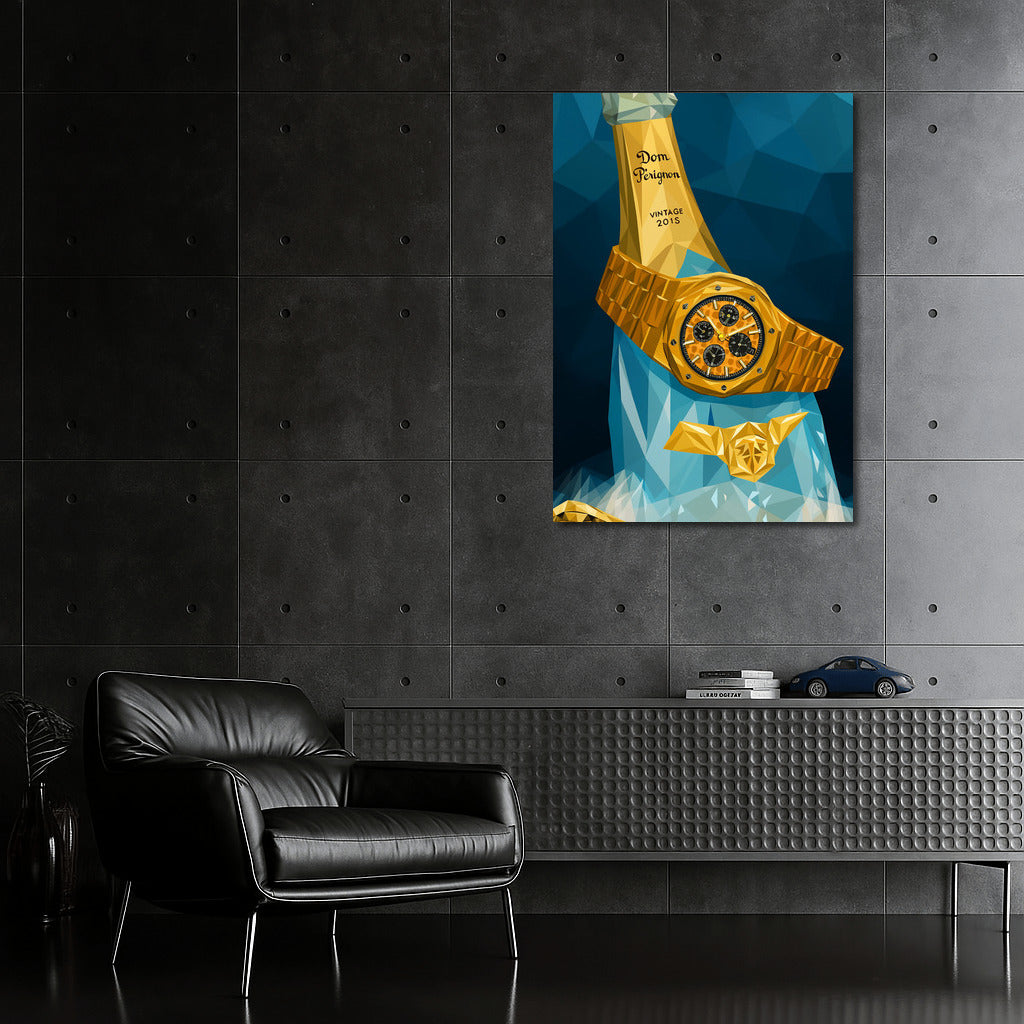 Luxury Time: Gold Watches and Champagne