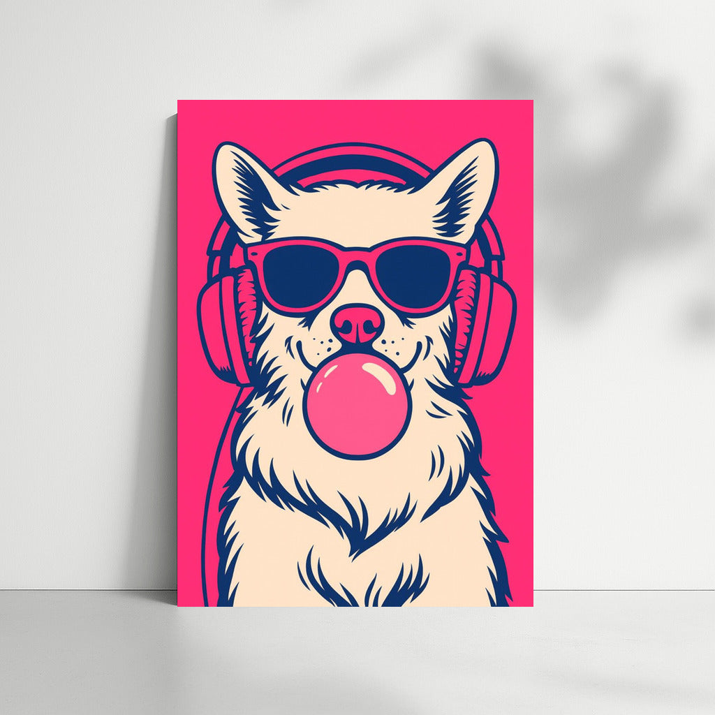 Musical Dog in Headphones: Joy and Music