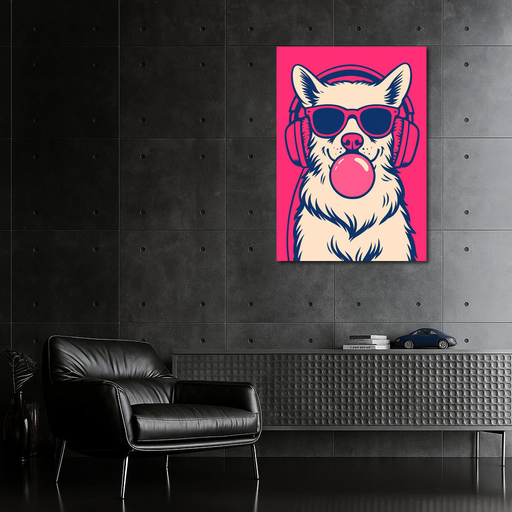 Musical Dog in Headphones: Joy and Music