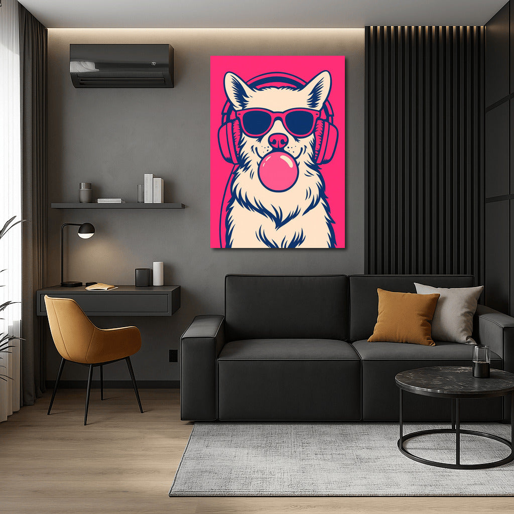 Musical Dog in Headphones: Joy and Music