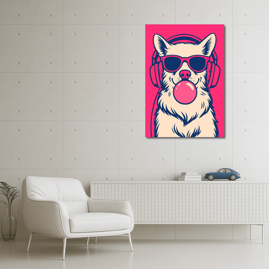 Musical Dog in Headphones: Joy and Music