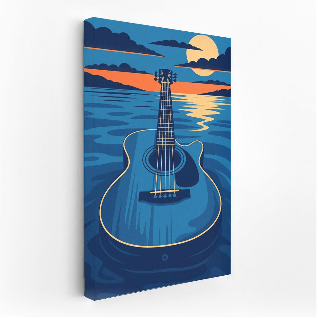 Guitar in Sunset Waves: Musical Harmony