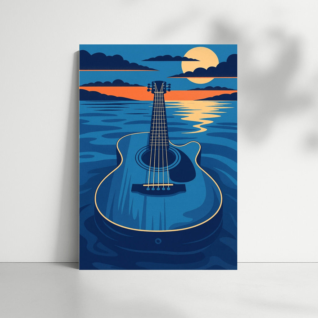 Guitar in Sunset Waves: Musical Harmony