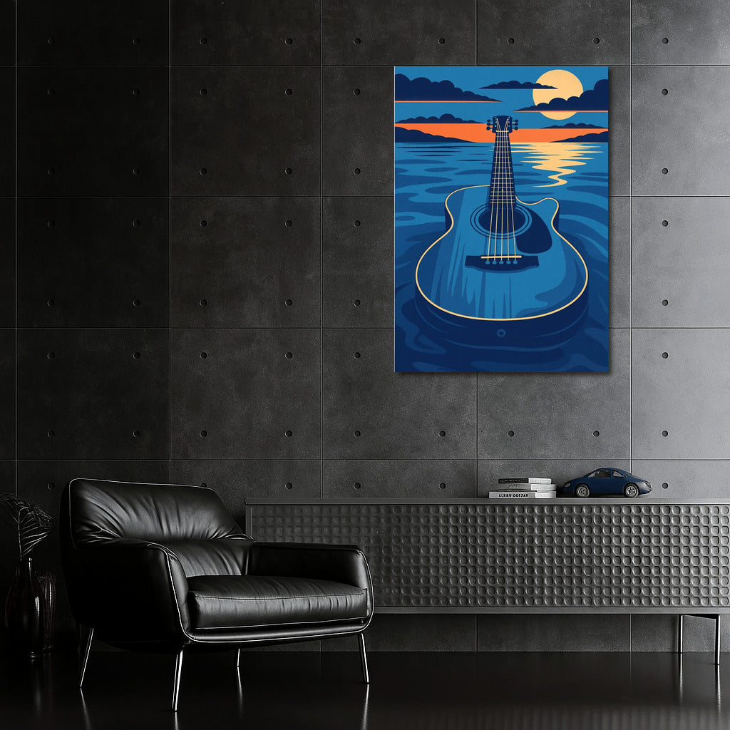 Guitar in Sunset Waves: Musical Harmony