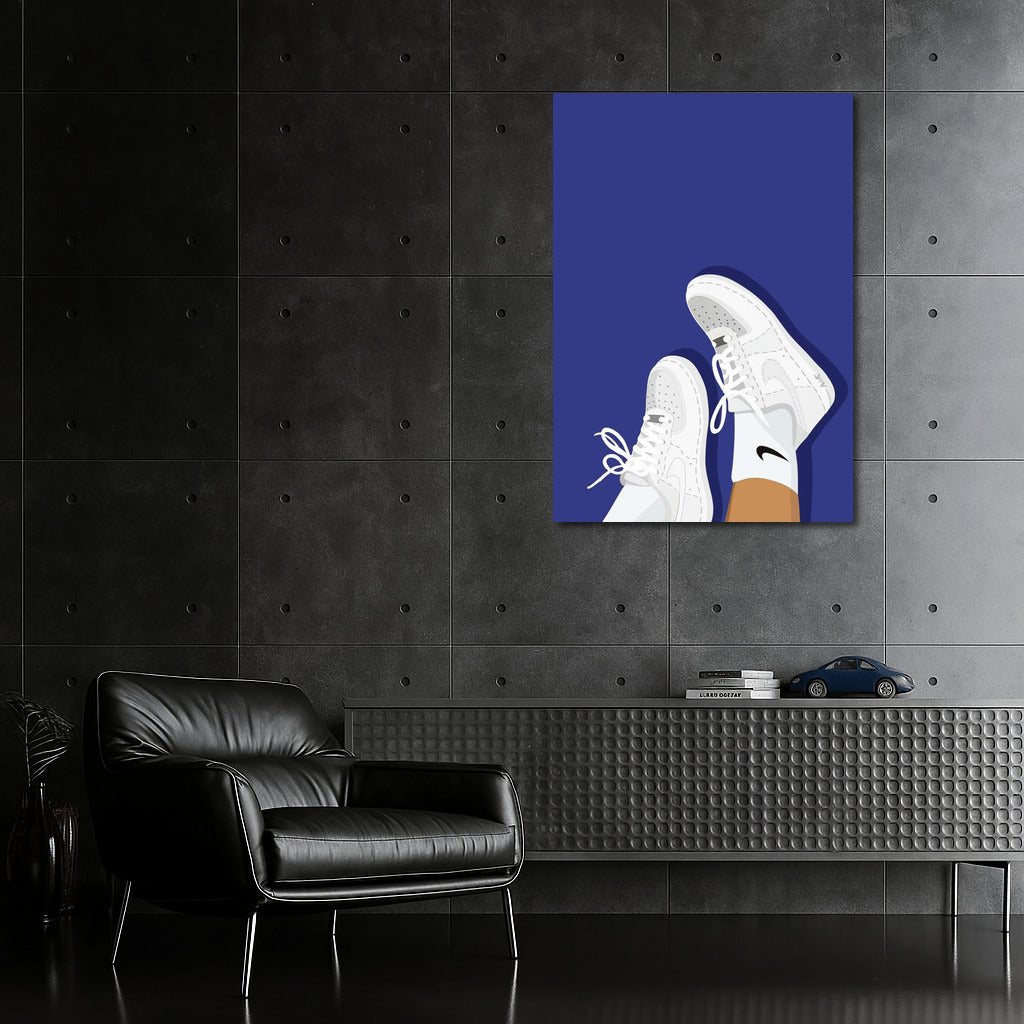 Nike Flying Sneakers On Blue Background