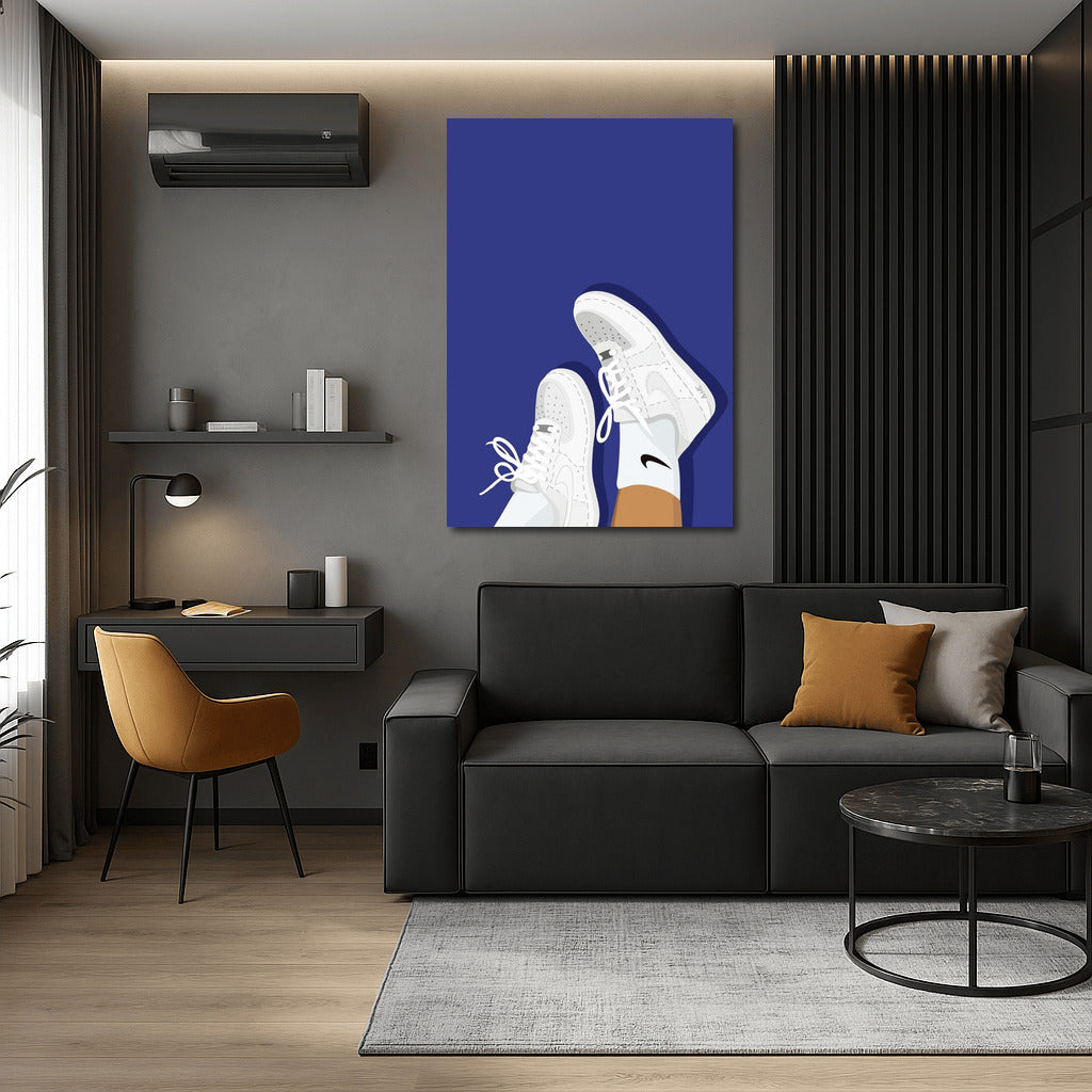 Nike Flying Sneakers On Blue Background