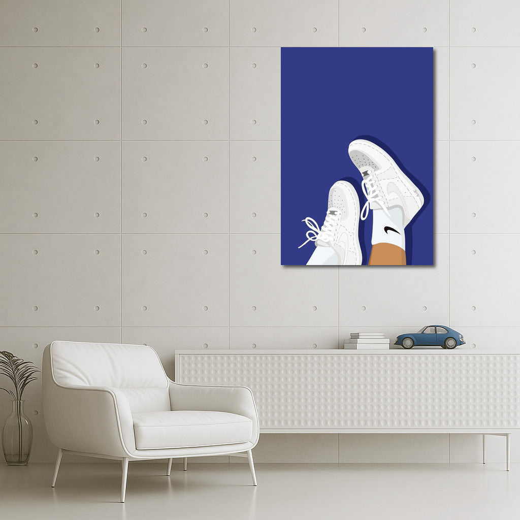 Nike Flying Sneakers On Blue Background