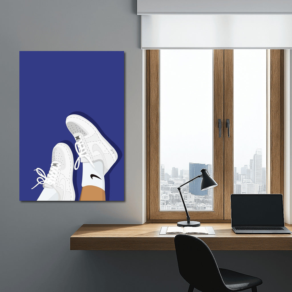 Nike Flying Sneakers On Blue Background