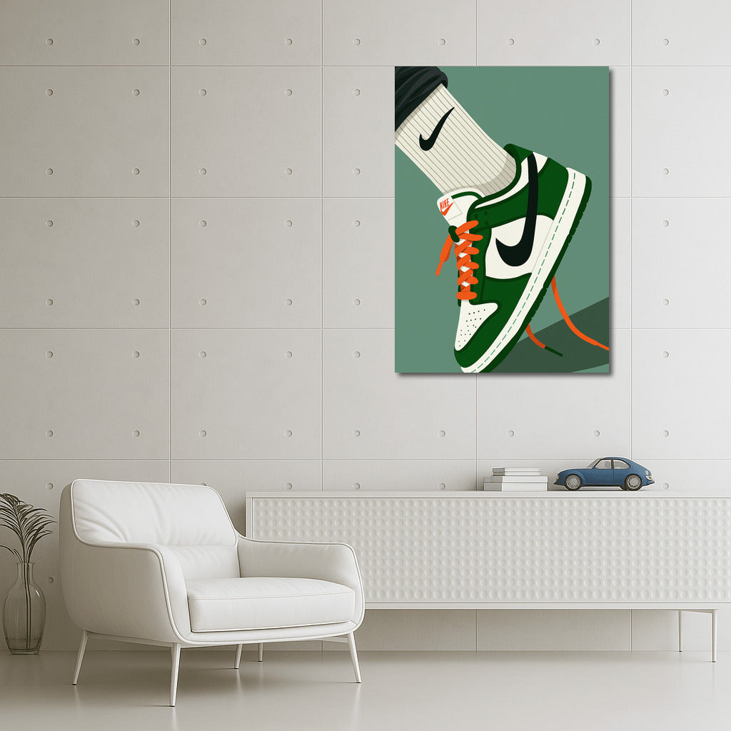 Bright and Moving: The Iconic Nike Sneakers on the Wall