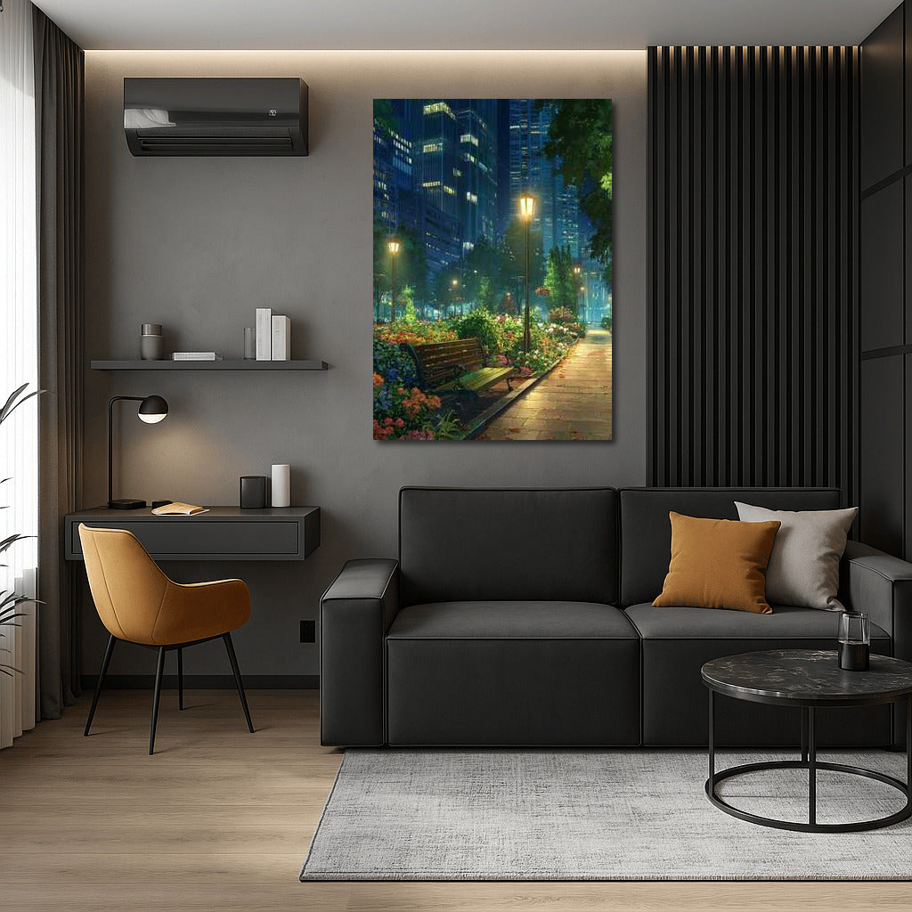 Night Symphony: Architectural High-Rises and Blooming Park