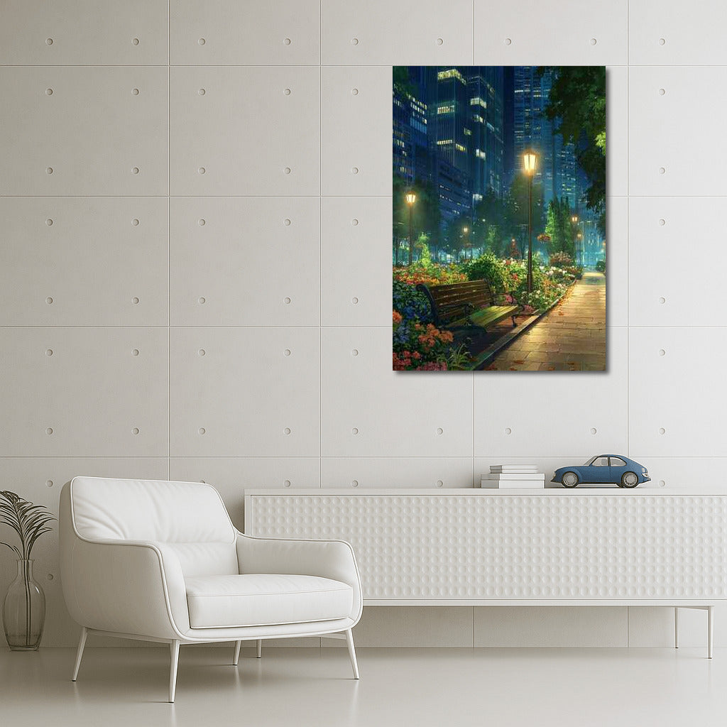 Night Symphony: Architectural High-Rises and Blooming Park