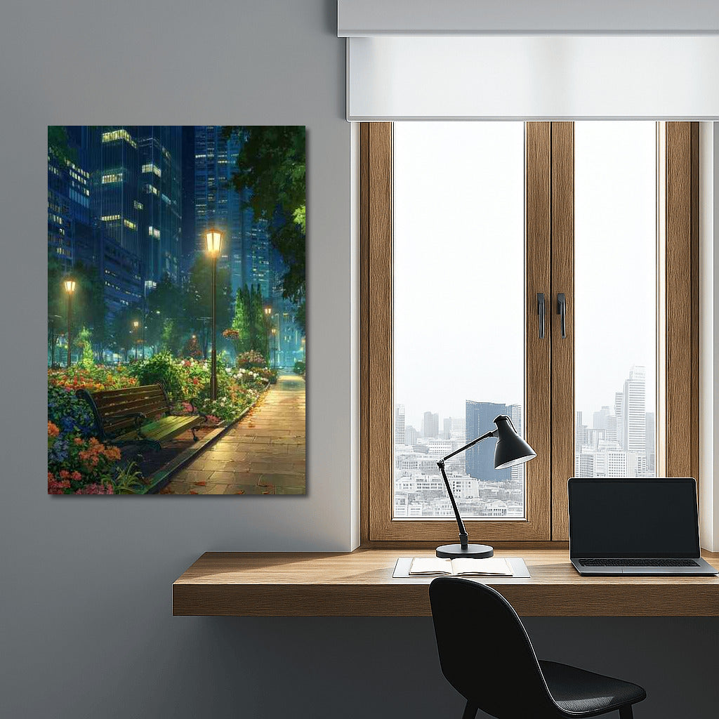 Night Symphony: Architectural High-Rises and Blooming Park