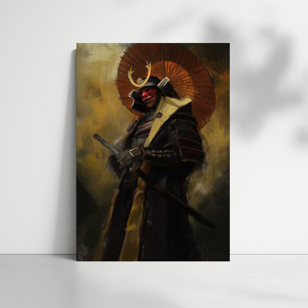 Mysterious Samurai in a Colorful Mask