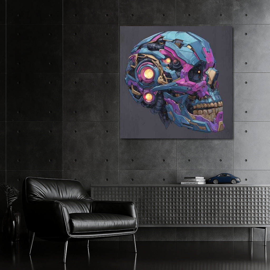 Futuristic Skull in Bright Colors
