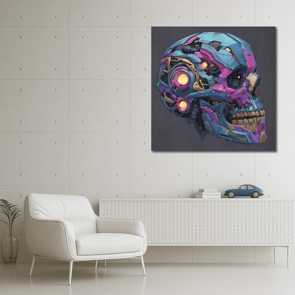 Futuristic Skull in Bright Colors