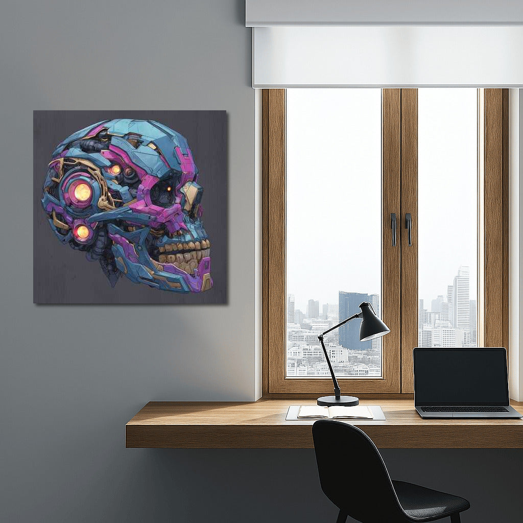 Futuristic Skull in Bright Colors