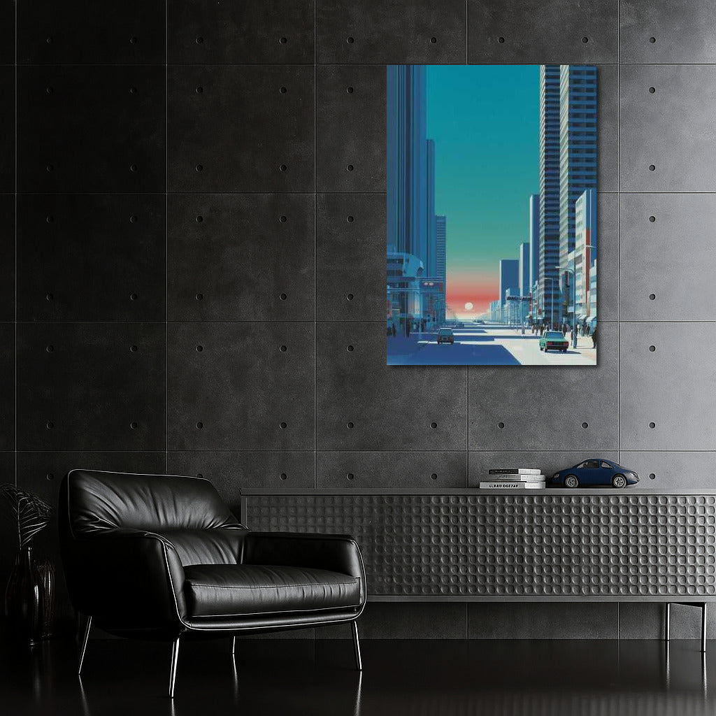 Sunset Glow Between Skyscrapers: Modern Urban Magic