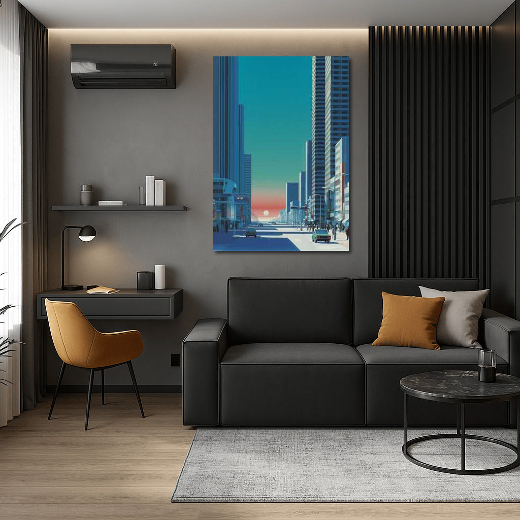 Sunset Glow Between Skyscrapers: Modern Urban Magic