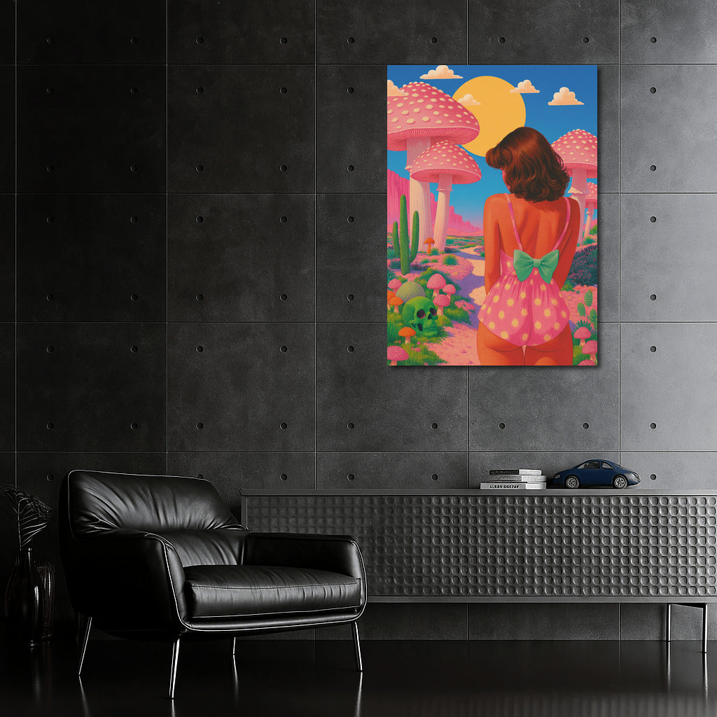 Moon Walk Among Giant Mushrooms: Trippy Dreamscape