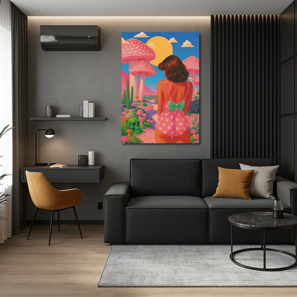 Moon Walk Among Giant Mushrooms: Trippy Dreamscape