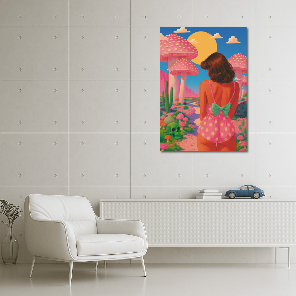 Moon Walk Among Giant Mushrooms: Trippy Dreamscape