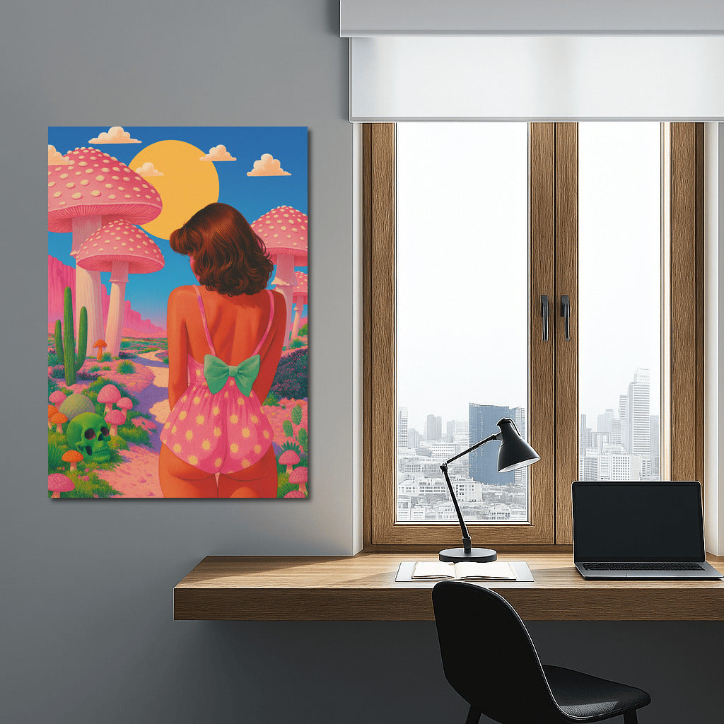 Moon Walk Among Giant Mushrooms: Trippy Dreamscape