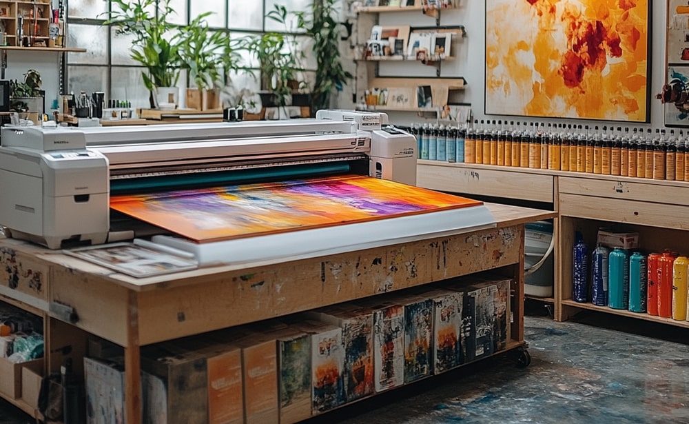 Our production floor — large-format printers