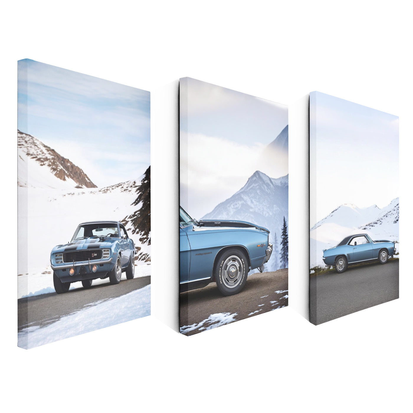 1969 Chevrolet Camaro RS Z28 Snow-capped Mountains Set of 3