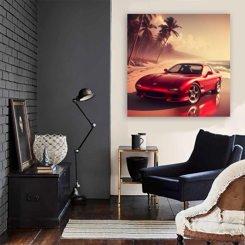 1997 Mazda Rx7 On Beach Wall Art