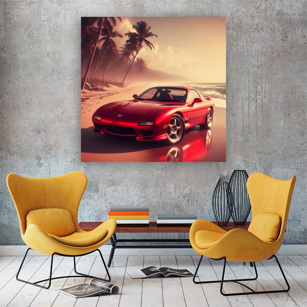 1997 Mazda Rx7 On Beach Wall Art