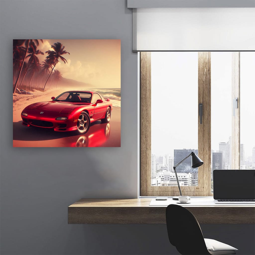 1997 Mazda Rx7 On Beach Wall Art