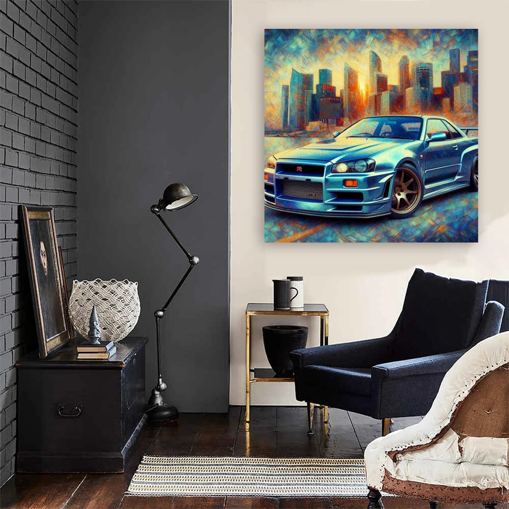 1999 Nissan Skyline GT-R R34 Impressionist Art - Iconic Legend