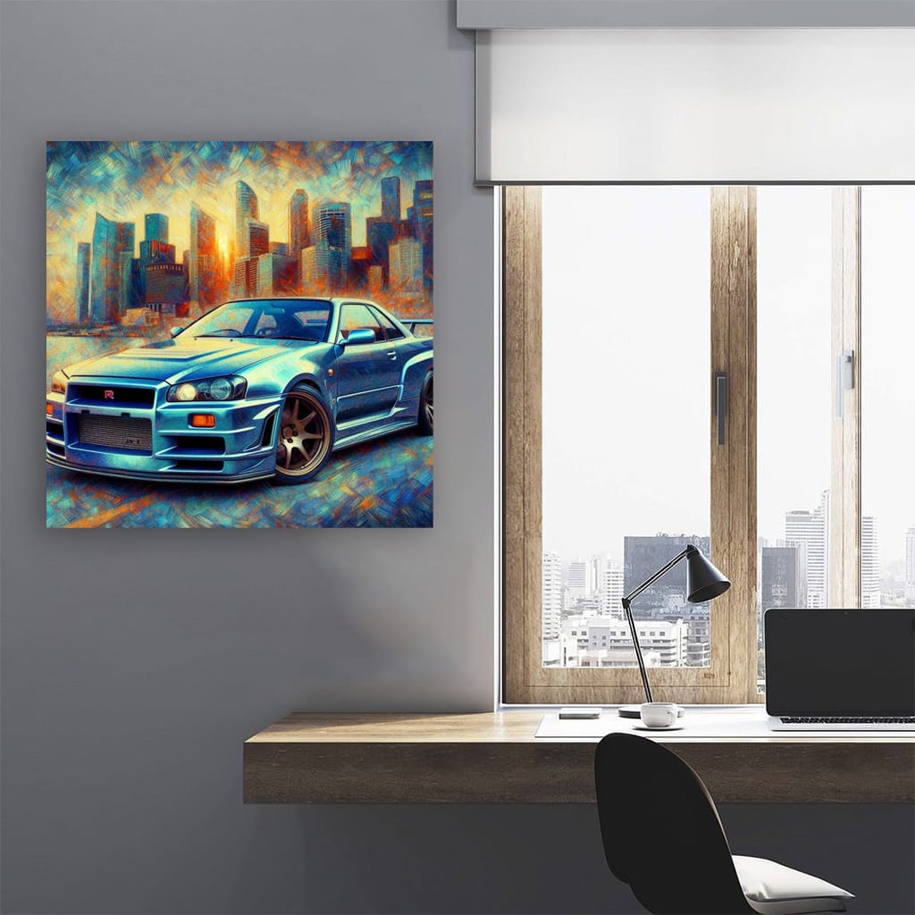 1999 Nissan Skyline GT-R R34 Impressionist Art - Iconic Legend