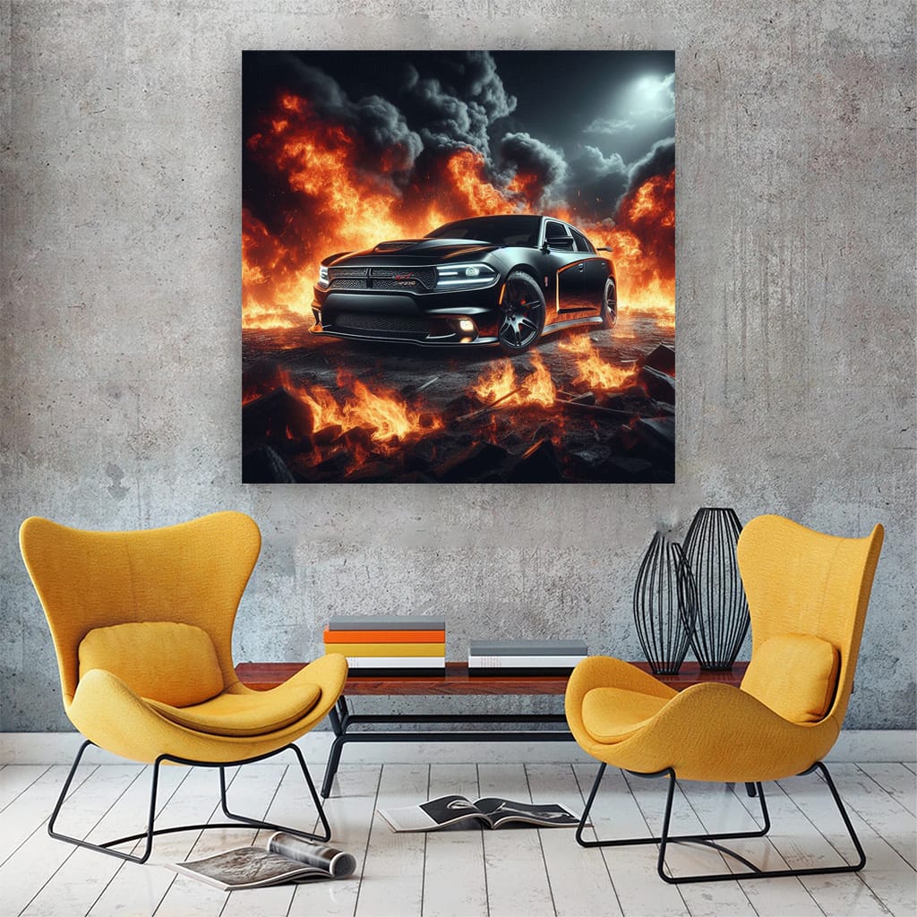 2010 Dodge Charger Srt8 Fire Wall Art