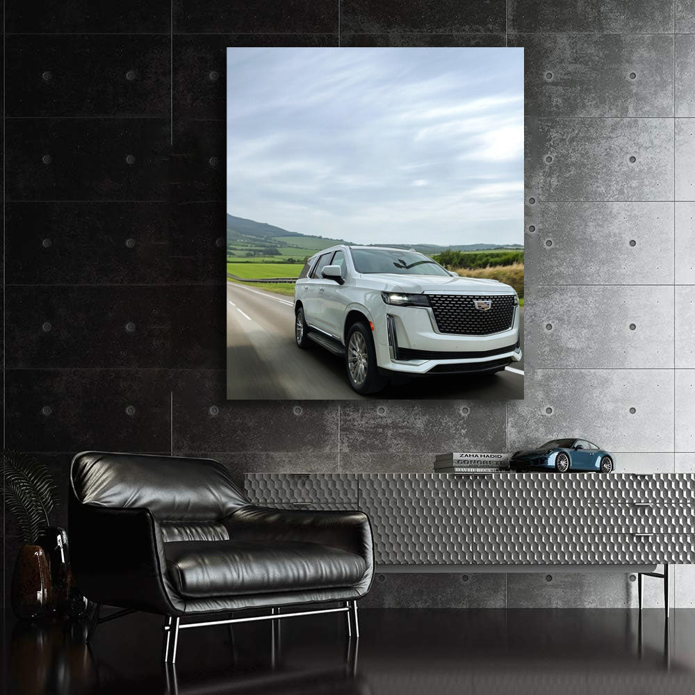 2024 White Cadillac Escalade Premium Luxury on Road - Iconic SUV