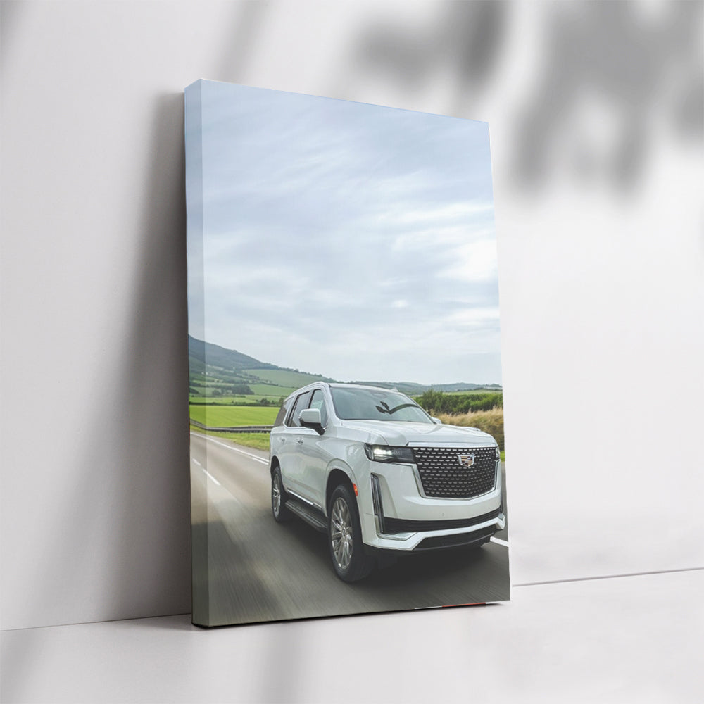 2024 White Cadillac Escalade Premium Luxury on Road - Iconic SUV