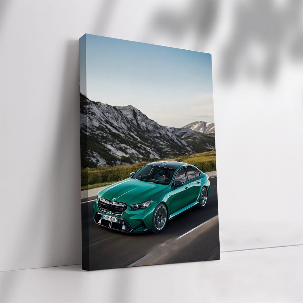 Green 2025 BMW M5 Cruising Through Majestic Mountains - Power Unleashed