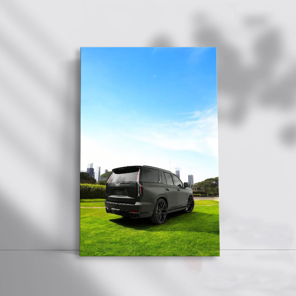 Escalade V: Sleek Black Cadillac in Nature - Unleash Power