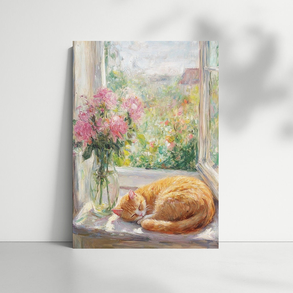 Sunny Dremlyuga: Cat and Flowers on the Windowsill