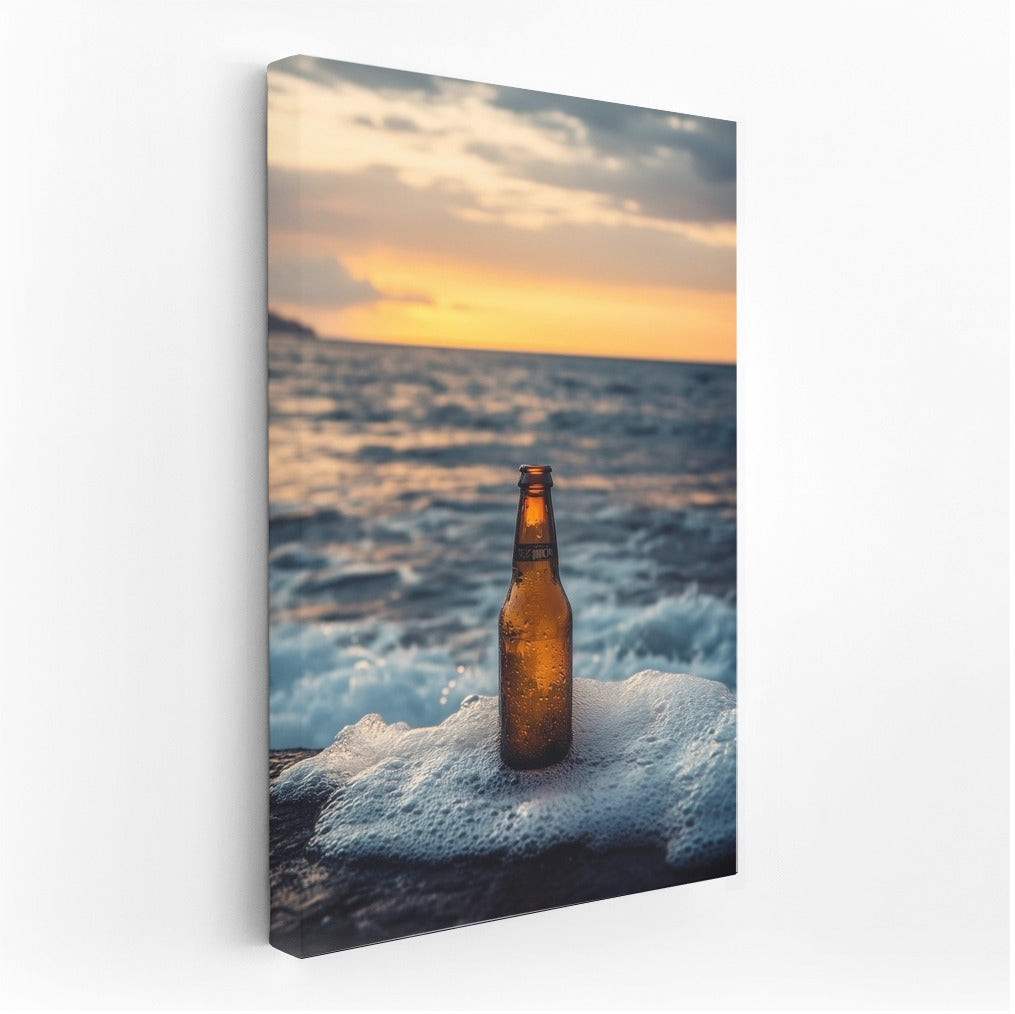 Sunset Message: Bottle on the Crest of the Waves
