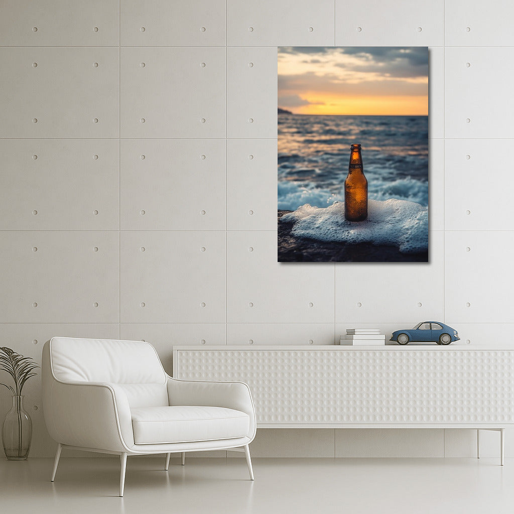 Sunset Message: Bottle on the Crest of the Waves