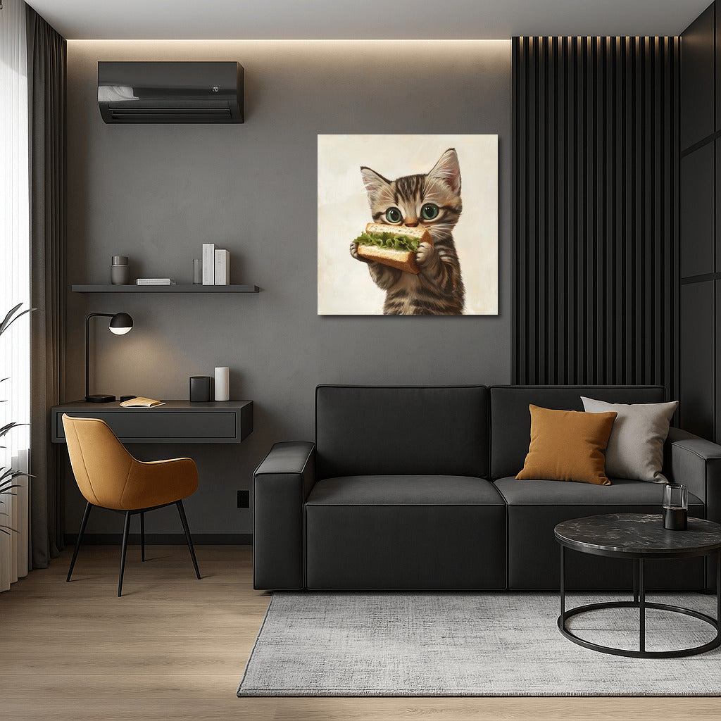 Cat with Sandwich: Comfort in the Frame