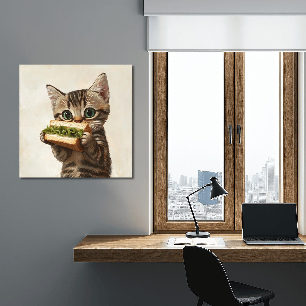 Cat with Sandwich: Comfort in the Frame