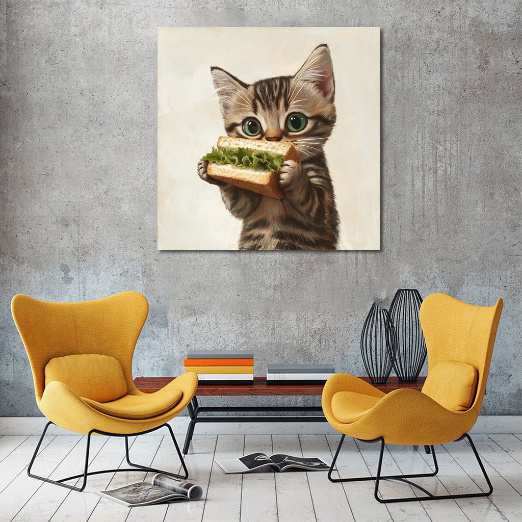 Cat with Sandwich: Comfort in the Frame