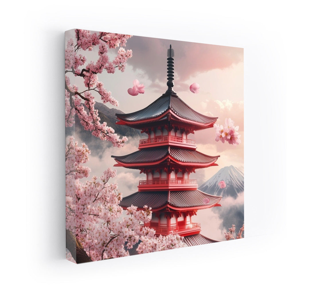 Pagoda in Sakura's Embrace