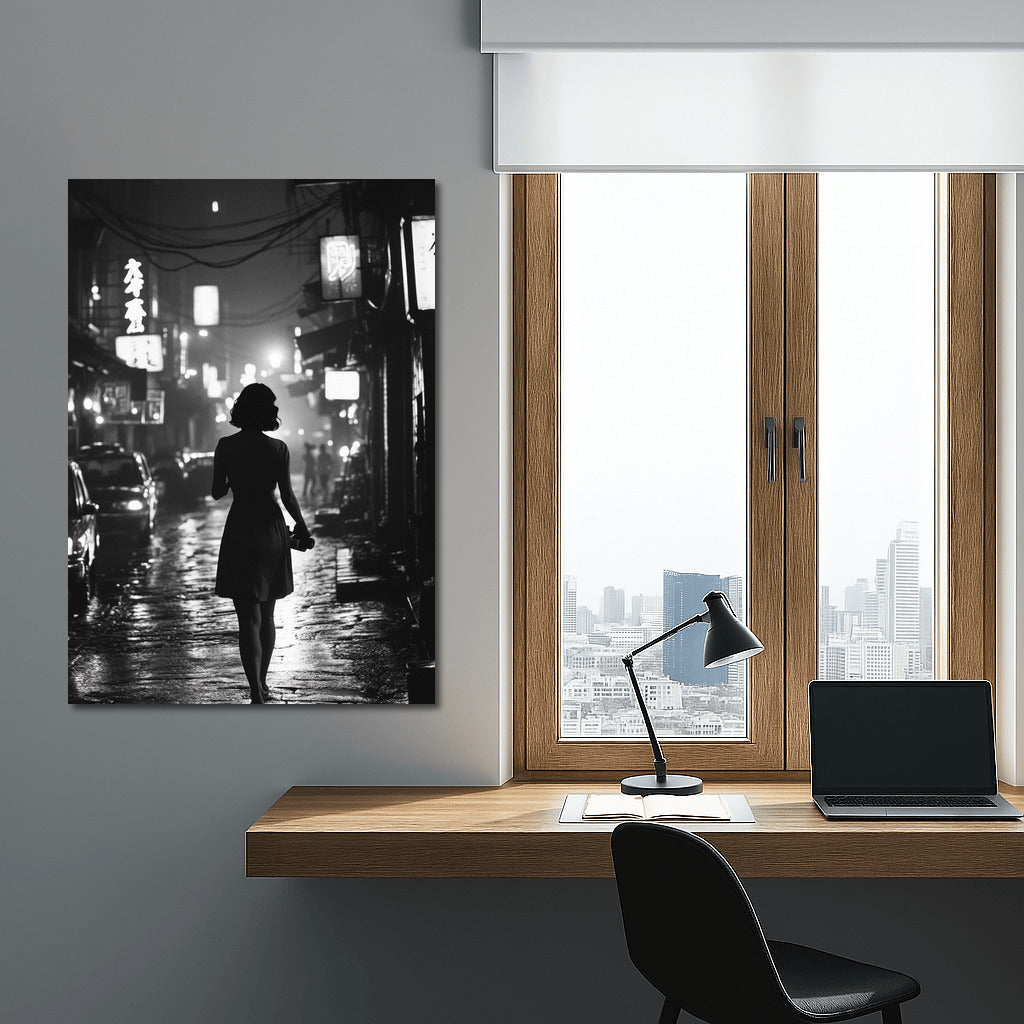 Silhouette in the Dance of Night Lights