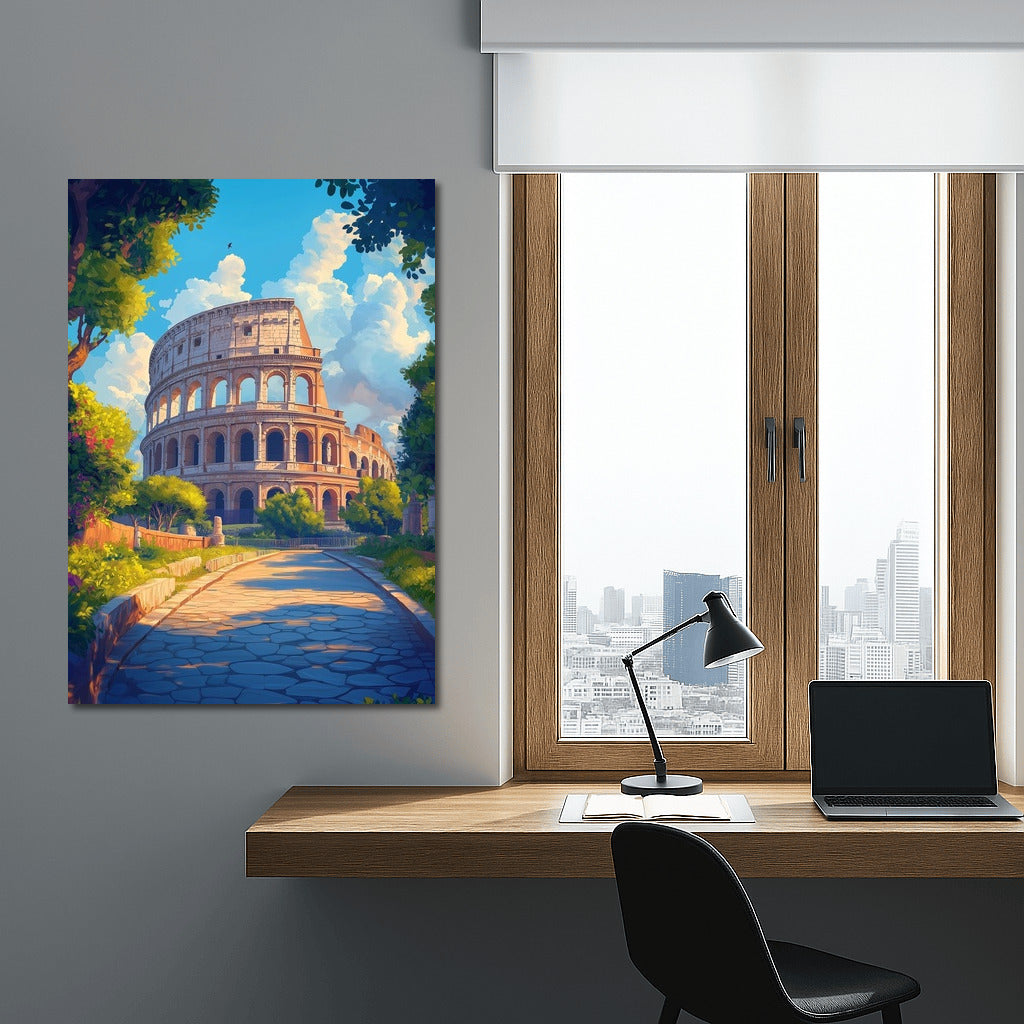 Roman Dawn: The Colosseum in the Rays of the Sun