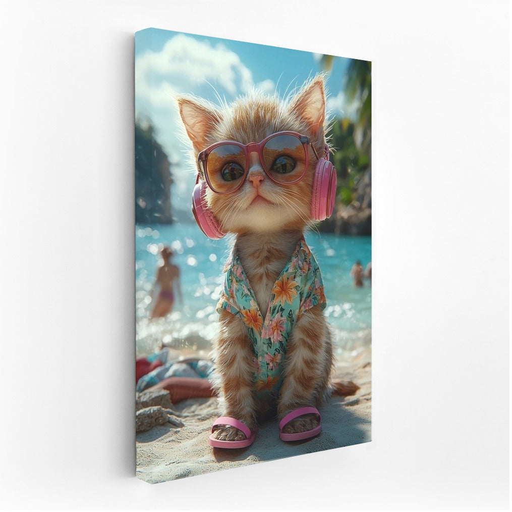 Beach DJ in Purring Glasses