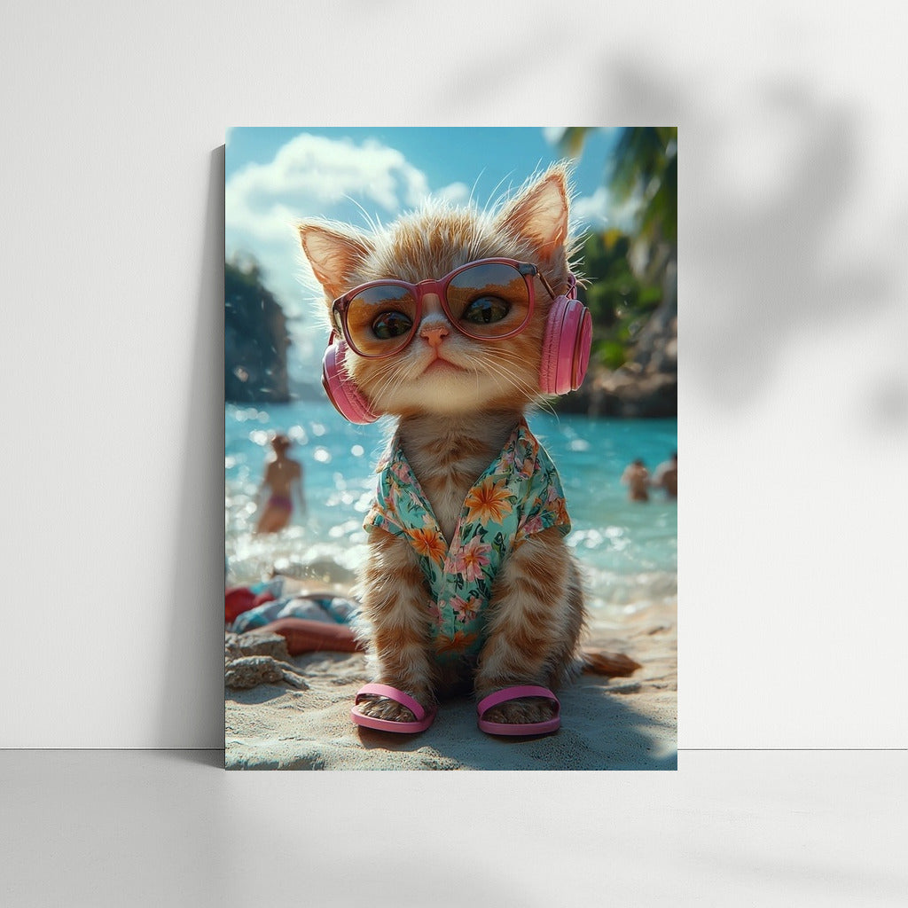 Beach DJ in Purring Glasses