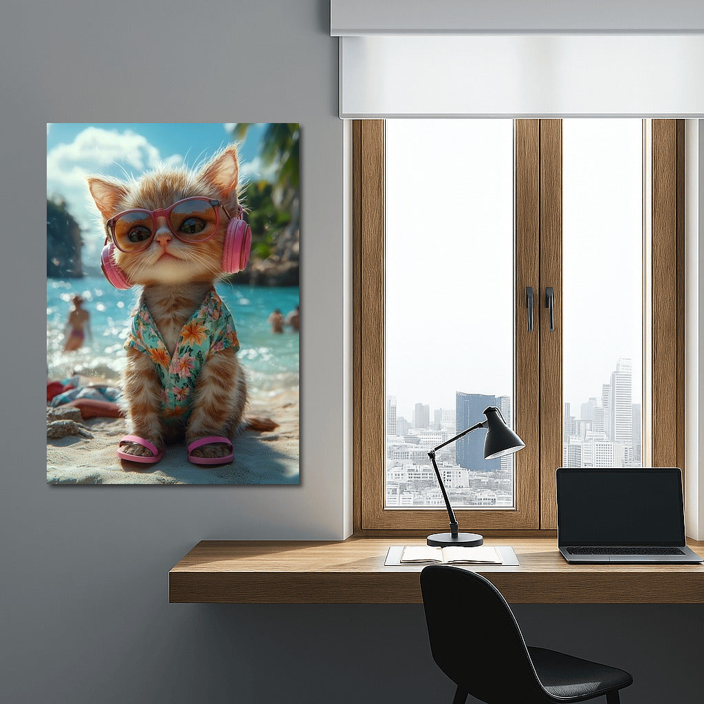 Beach DJ in Purring Glasses